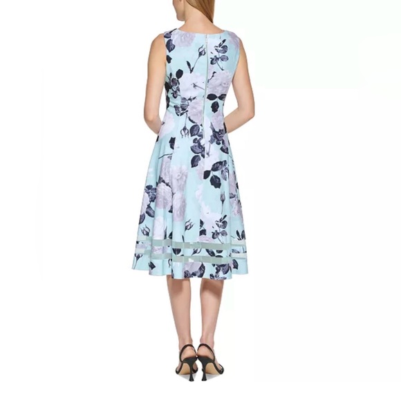 Calvin Klein Floral Print Illusion Hem Midi Dress Size 14 Spring Easter Church - Picture 2 of 10